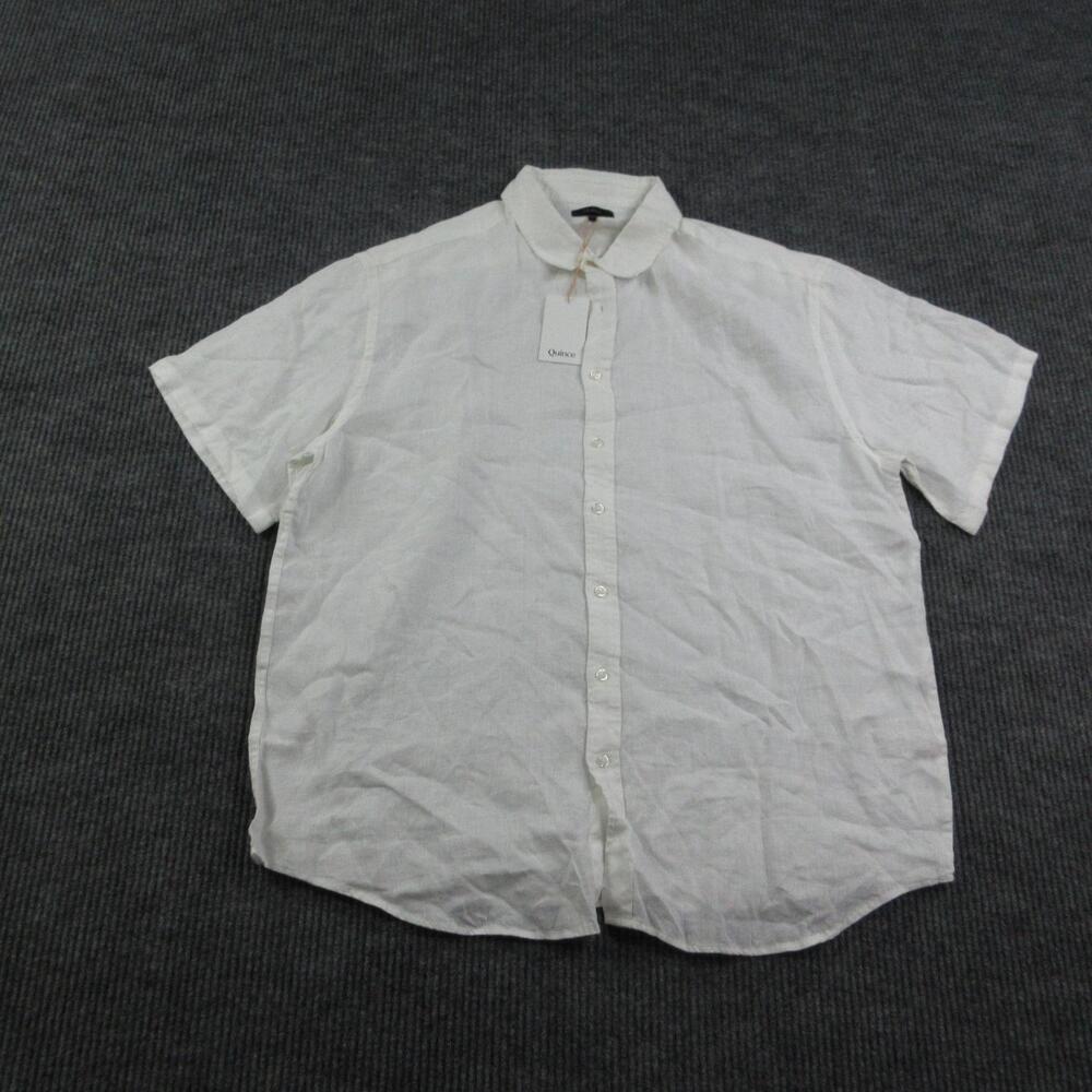 Quince Shirt Mens 2XL White Linen Relaxed Short Sleeve Button Up Casual NWT